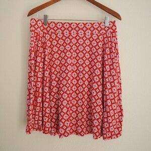 Boden Pleated A-Line Mini Skirt Red and Pink Print